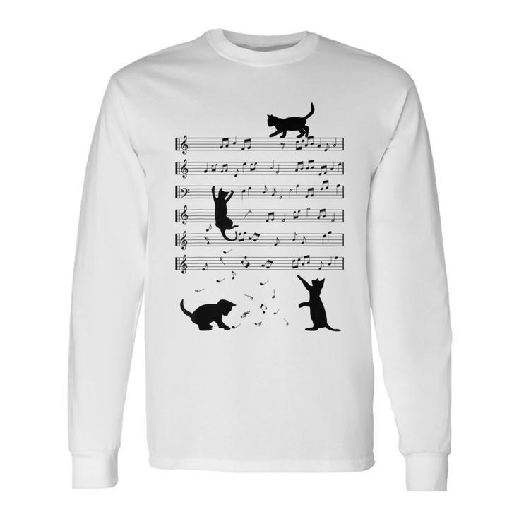 Piano Music Cat Lover Pianist Piano Lover Kitty Kitten Long Sleeve T-Shirt