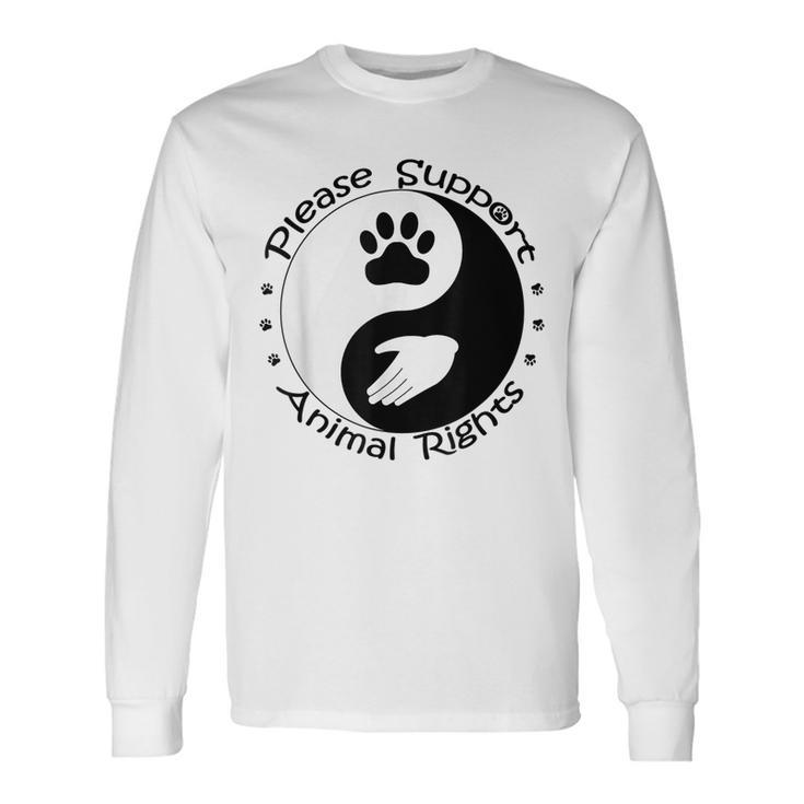 Please Support Animal Rights Pet Rescuer Paw Yin Yang Adopt Long Sleeve T-Shirt
