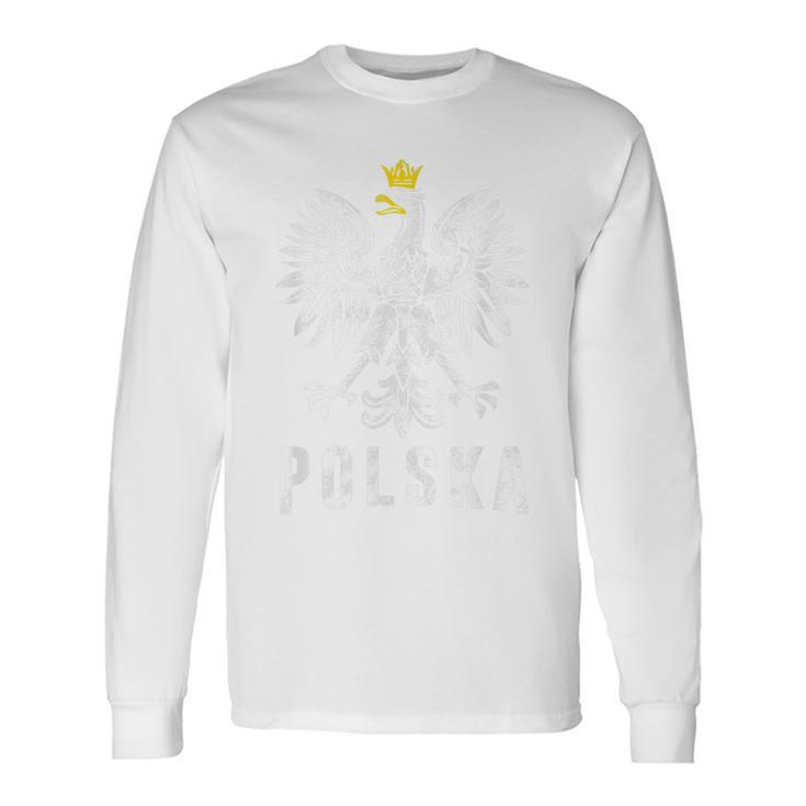 Polska Pride Vintage Distressed Polish Eagle Patriotic Long Sleeve T-Shirt