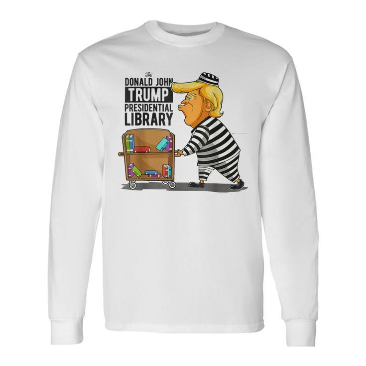Prison Trump Presidential Library Anti Trump Men Women Long Sleeve T-Shirt T-shirt Graphic Print