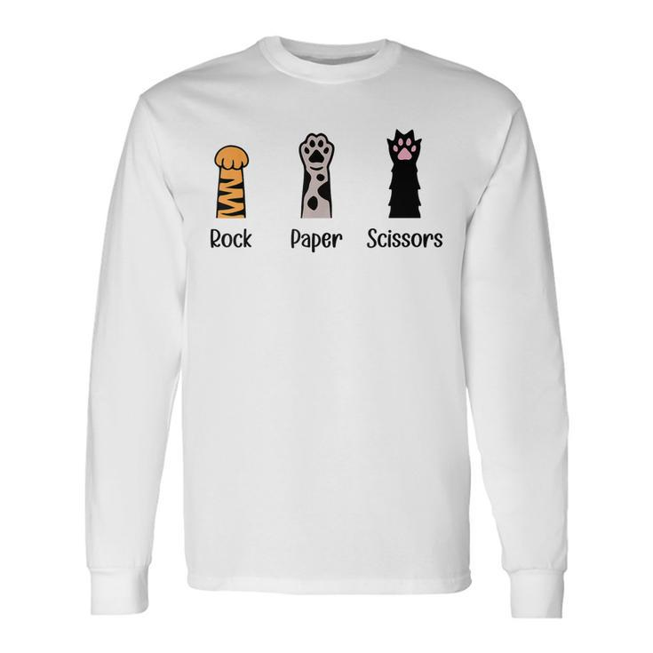 Rock Paper Scissors Cat Paws Cute Kitten Lover Cats Long Sleeve T-Shirt T-Shirt