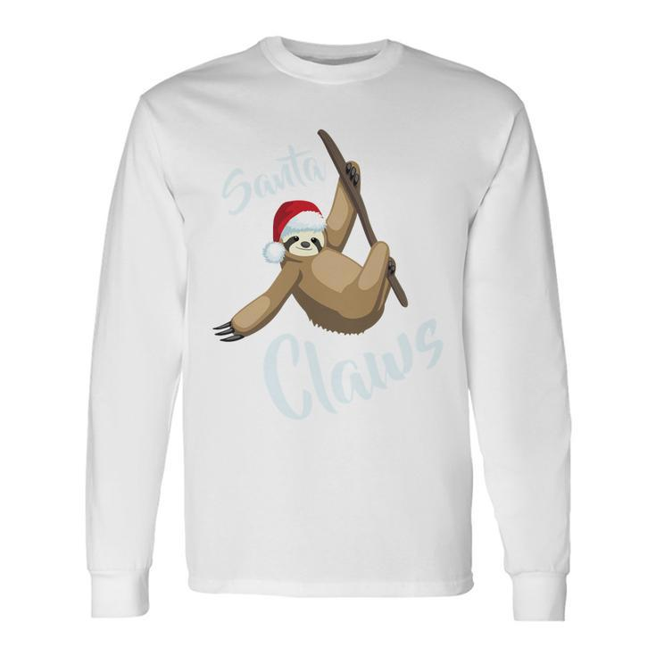 Santa Claws Sloth Christmas Long Sleeve T-Shirt