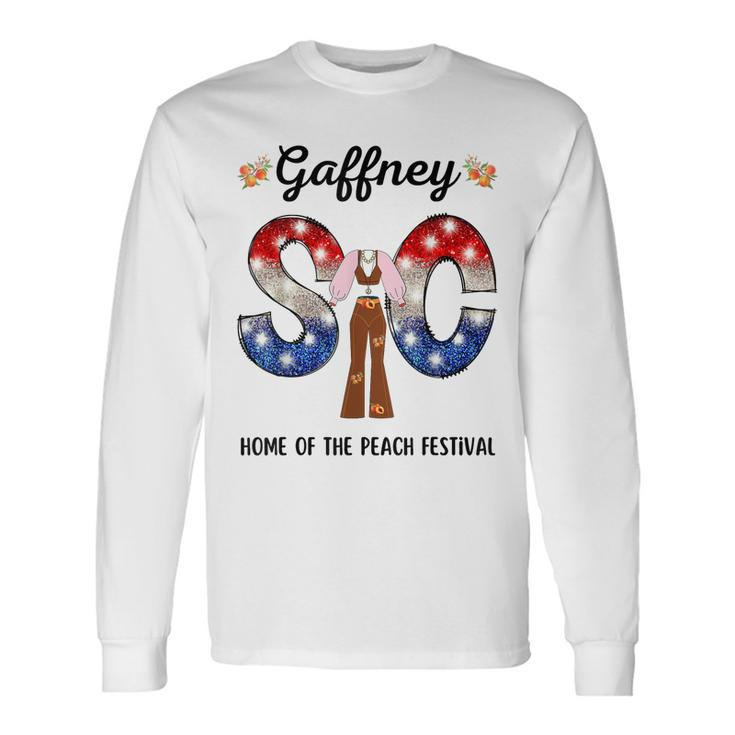 Sc Gaffney South Carolina Peach Festival Us Flag Letters P Long Sleeve T-Shirt Gifts ideas