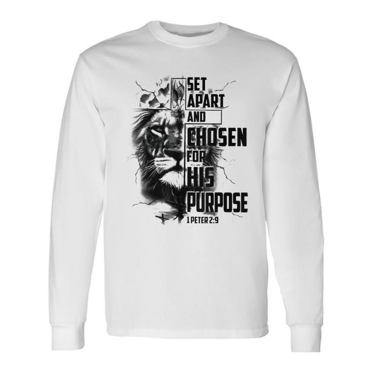 Set Apart And Chosen For His Purpose Lions Cross Christian Long Sleeve T-Shirt