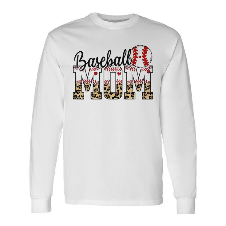 Softball Baseball Mom Leopard Long Sleeve T-Shirt Gifts ideas