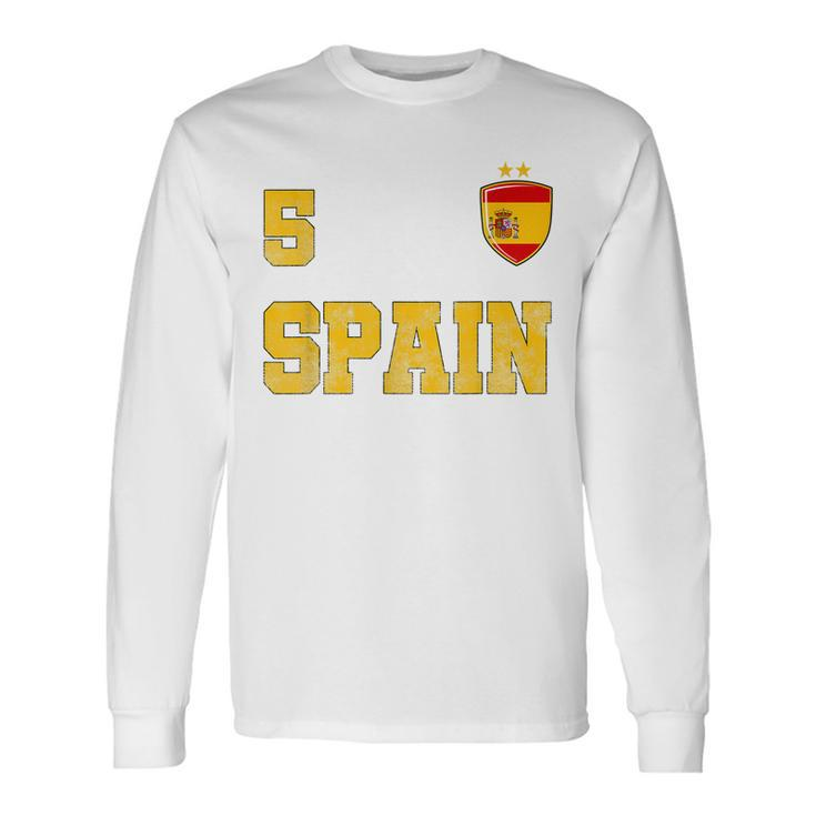 Spain Soccer Spanish Football Number Five Futebol Jersey Fan Men Women Long Sleeve T-Shirt T-shirt Graphic Print