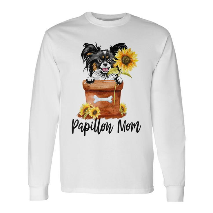 Sunflower Papillon Mom Dog Lover Long Sleeve T-Shirt T-Shirt