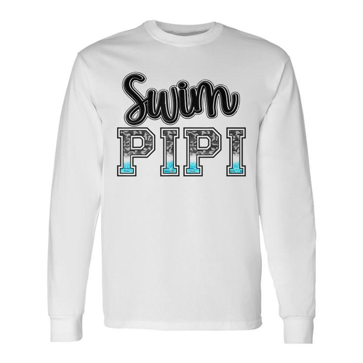 Swim Pipi Swimming Diving Camo Western Fathers Day Long Sleeve T-Shirt