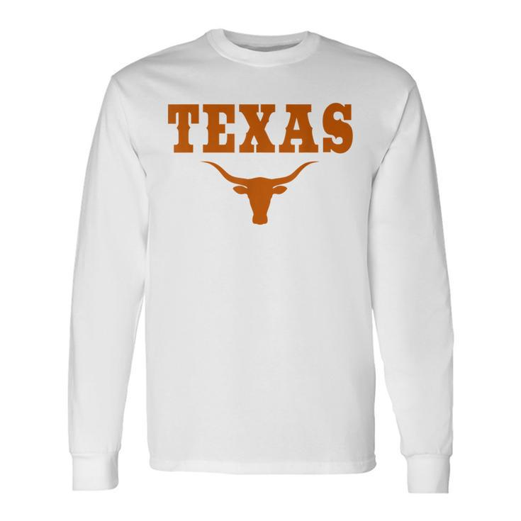 Texas Tx American Bull United States Font Long Sleeve T-Shirt