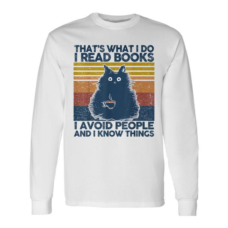 Thats What I Do I Read Books Vintage Cat Books Lovers Long Sleeve T-Shirt