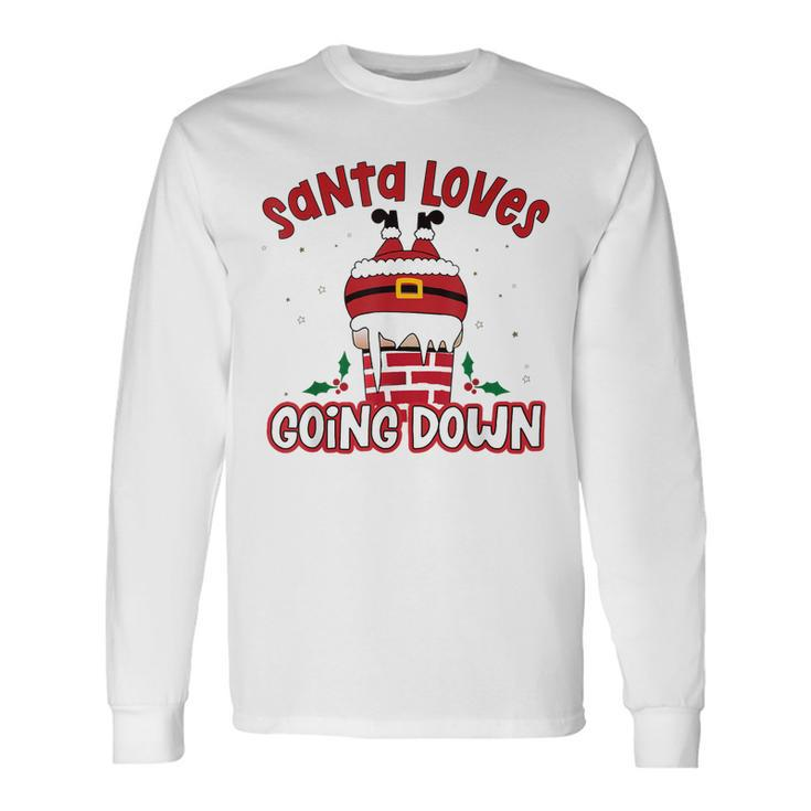 This Santa Loves Going Down Funny Christmas  Men Women Long Sleeve T-shirt Graphic Print Unisex