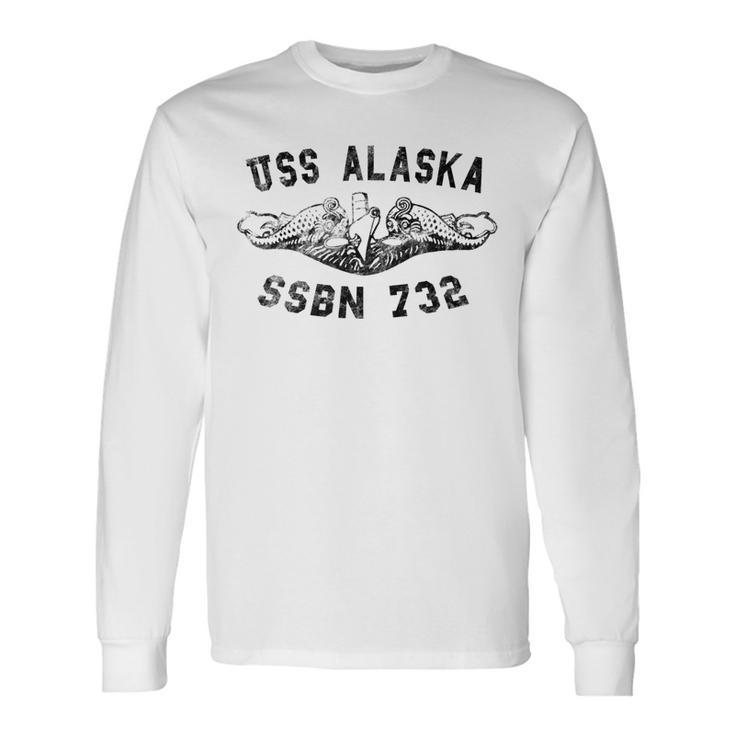 Uss Alaska Ssbn 732 Submarine Badge Vintage Long Sleeve T-Shirt