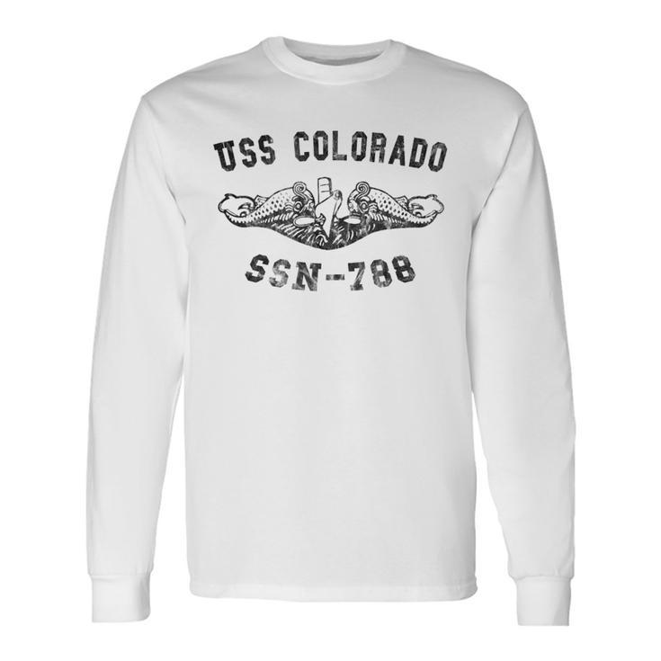 Uss Colorado Ssn-788 Attack Submarine Badge Vintage Long Sleeve T-Shirt