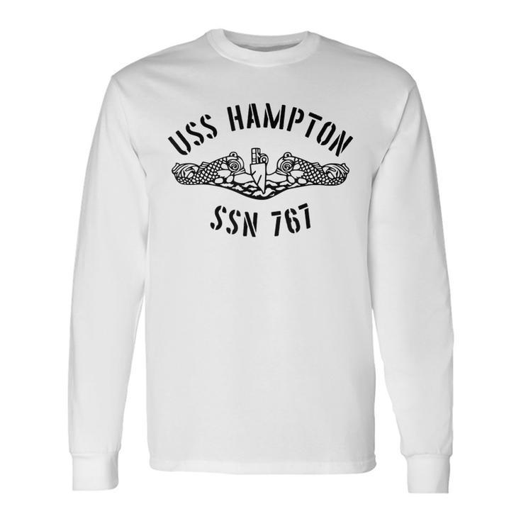 Uss Hampton Ssn 767 Attack Submarine Badge Vintage Long Sleeve T-Shirt