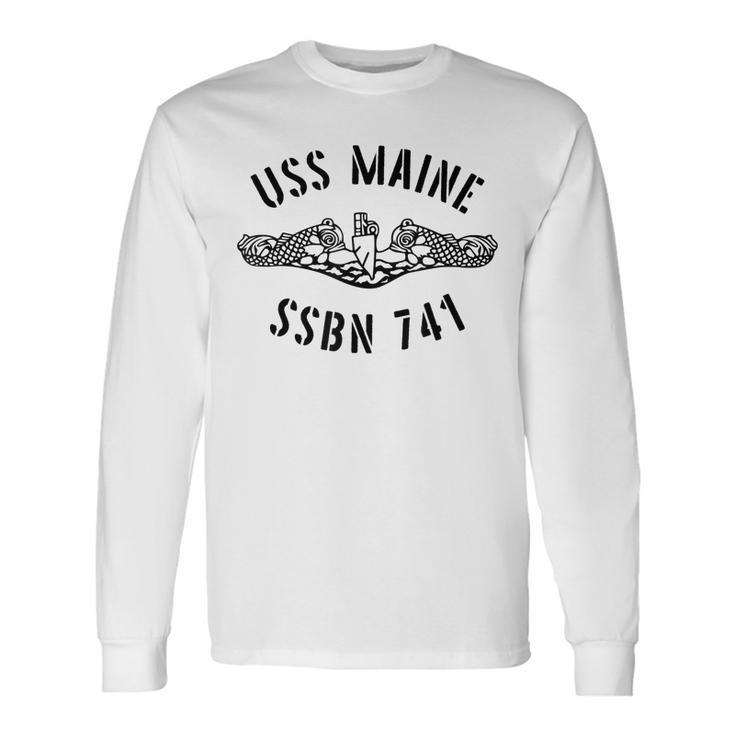 Uss Maine Ssbn 741 Submarine Vet Sub Mariner Long Sleeve T-Shirt