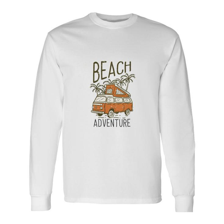 Van Car Parking On The Beach Long Sleeve T-Shirt
