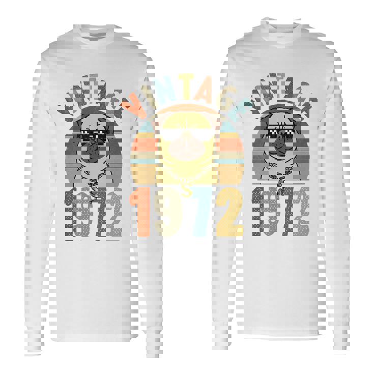 Vintage 47Th Birthday Dog Pug Vintage 1972 Classic Men Women Long Sleeve T-Shirt T-shirt Graphic Print Gifts ideas