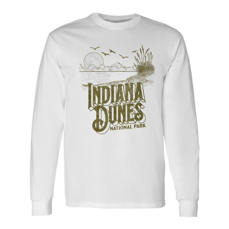 Vintage Indiana Dunes National Park Retro 80S Minimalist Men Women Long Sleeve T-Shirt T-shirt Graphic Print