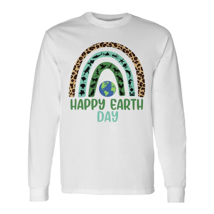 Wild And Sea Animals Happy Earth Day Rainbow Long Sleeve T-Shirt T-Shirt Gifts ideas