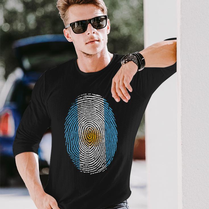 Its In My Dna Fingerprint Argentina Flag Pride Sun Of May  Men Women Long Sleeve T-shirt Graphic Print Unisex