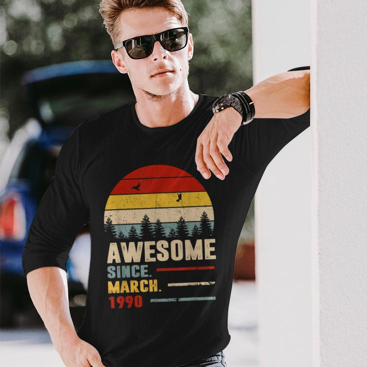 33 Years Old Awesome Since March 1990 33Rd Birthday Long Sleeve T-Shirt Gifts for Him