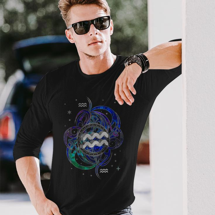 Aquarius Zodiac Sign Air Element Long Sleeve T-Shirt T-Shirt Gifts for Him