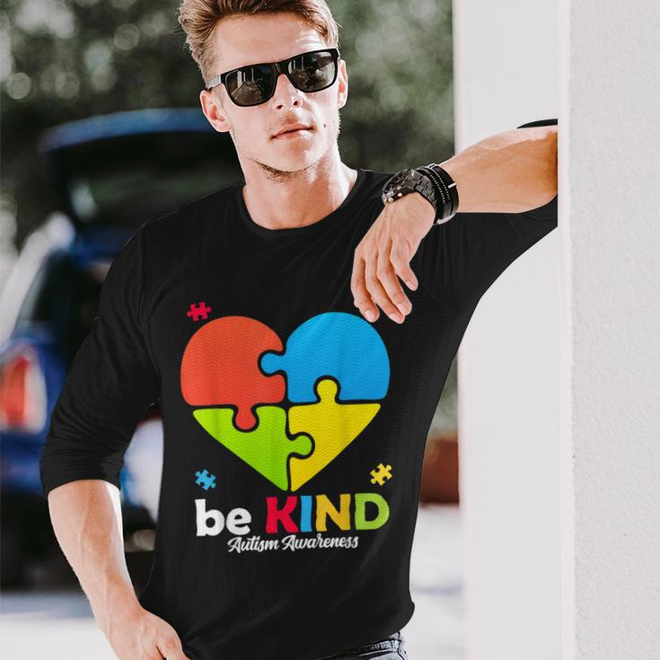 Autism Awareness Be Kind Puzzle Heart Kindness Long Sleeve T-Shirt T-Shirt Gifts for Him