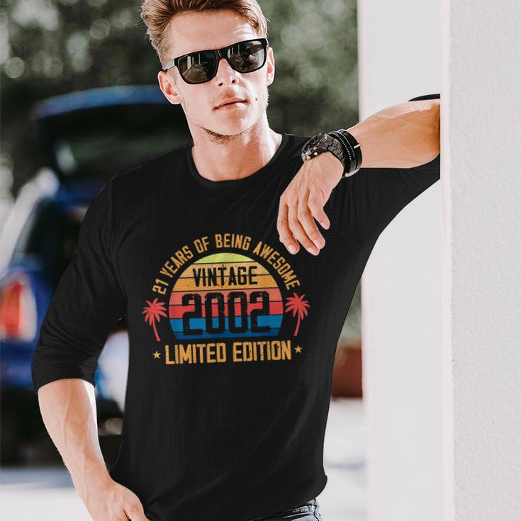 Awesome 21 Years Old 21St Birthday Sunset Vintage 2002 Long Sleeve T-Shirt Gifts for Him