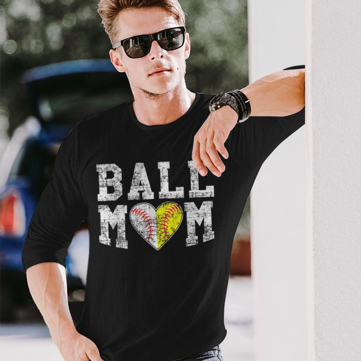 Ball Mom Baseball Softball Heart Sport Lover Long Sleeve T-Shirt Gifts for Him