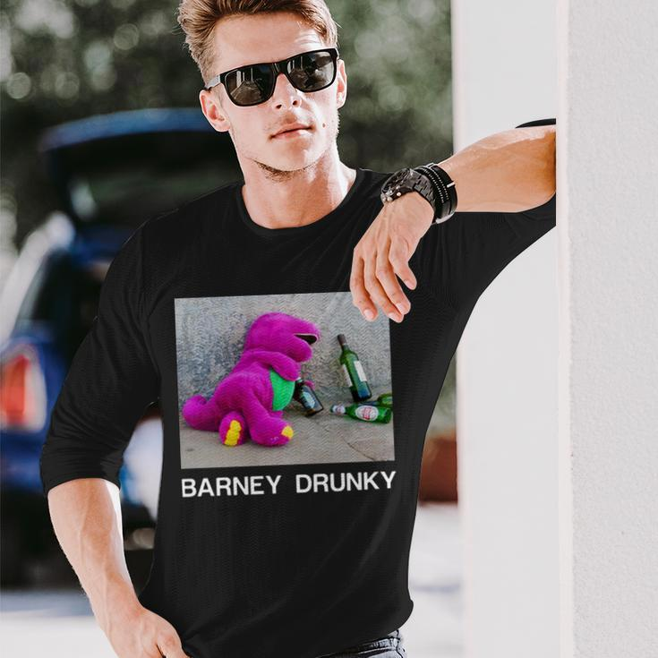 Barney Drunky Wine Bottle The Dinosaur Long Sleeve T-Shirt Gifts for Him
