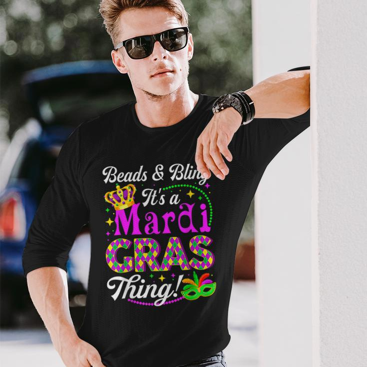 Beads & Bling Its A Mardi Gras Thing Party Mask Beads Long Sleeve T-Shirt Gifts for Him