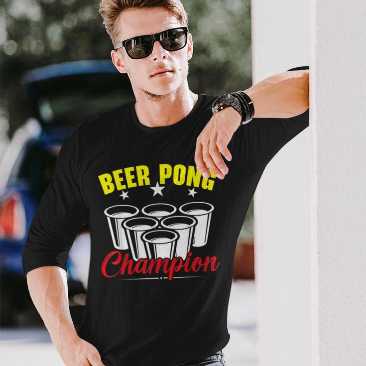 Beer Pong Champion Alkohol Trinkspiel Beer Pong Langarmshirts Geschenke für Ihn