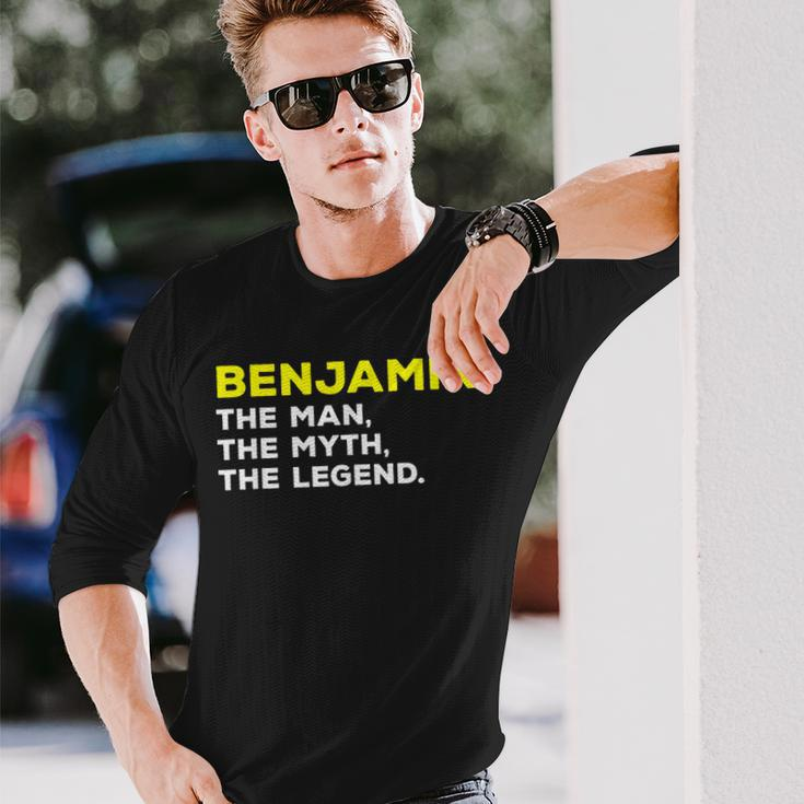 Benjamin The Man Myth Legend Name Men Boys Long Sleeve T-Shirt Gifts for Him