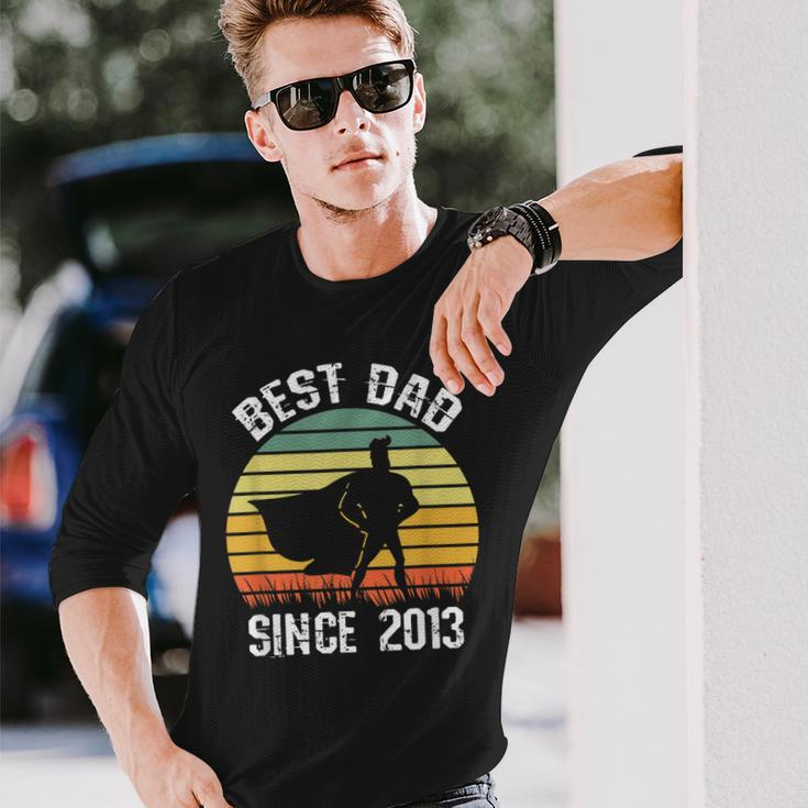 Best Dad Since 2013 Hero Super Father Birthday Retro Vintage Long Sleeve T-Shirt Gifts for Him
