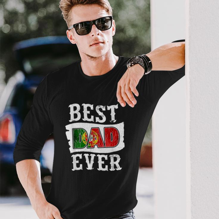 Best Dad Ever Fathers Day Portuguese Flag Portugal Long Sleeve T-Shirt T-Shirt Gifts for Him