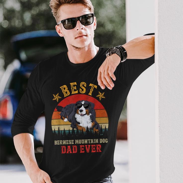 Best Dog Bernese Mountain Dad Ever Men Vintage Berner Dad Long Sleeve T-Shirt Gifts for Him