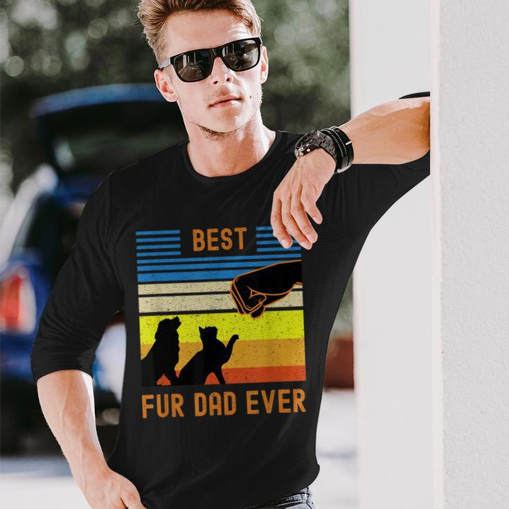Best Fur Dad Ever Vintage Retro Dog And Cat Owner V2 Long Sleeve T-Shirt Gifts for Him