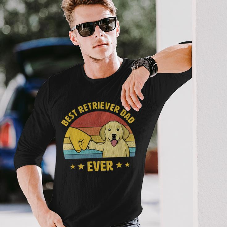 Best Golden Retriever Dad Ever Vintage Puppy Lover Long Sleeve T-Shirt Gifts for Him