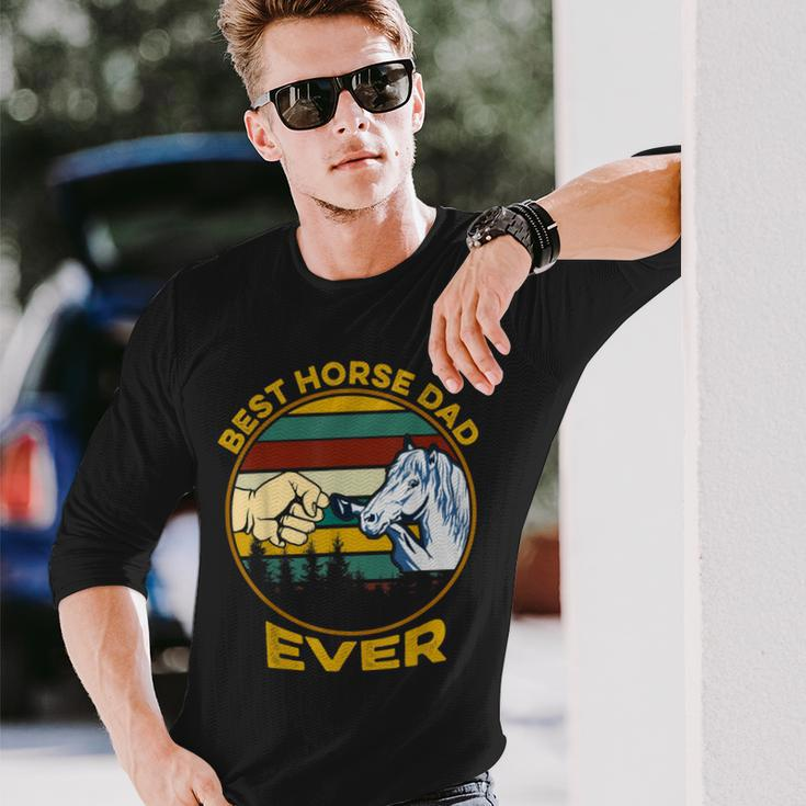Best Horse Dad Ever Vintage Fathers Day Long Sleeve T-Shirt Gifts for Him