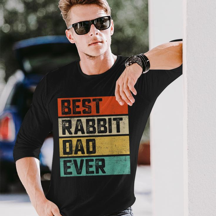 Best Rabbit Dad Ever Rabbits Men Father Vintage Long Sleeve T-Shirt Gifts for Him