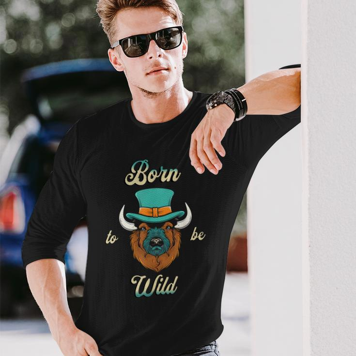 Bison Chic Elegance Born To Be My Wild Spirit Animal Long Sleeve T-Shirt T-Shirt Gifts for Him