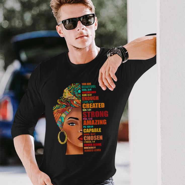Black Queen Lady Curly Natural Afro African American Ladies V5 Long Sleeve T-Shirt Gifts for Him