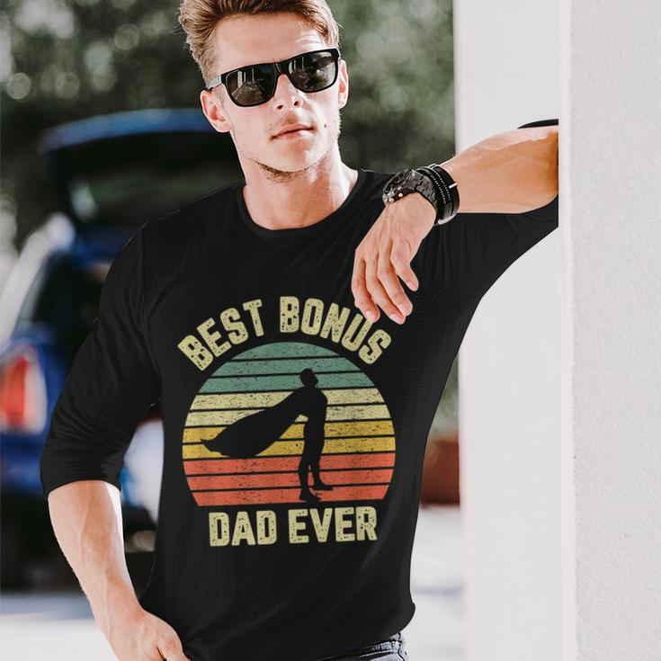 Bonus Dad Cool Retro Hero Best Bonus Dad Ever Long Sleeve T-Shirt T-Shirt Gifts for Him