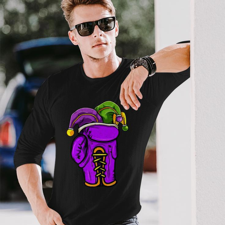 Boxing Sports Lover Mardi Gras Carnival Party Jester Long Sleeve T-Shirt Gifts for Him