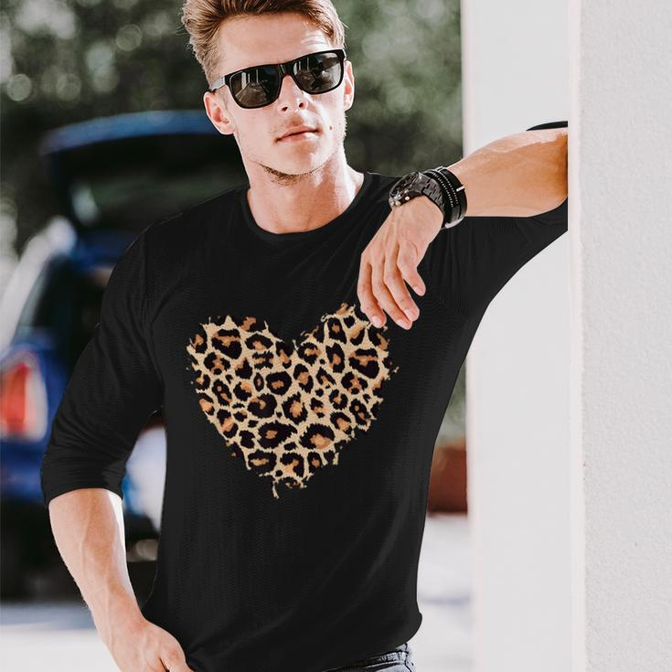 Cheetah Leopard Heart Girls Animal Print Long Sleeve T-Shirt Gifts for Him