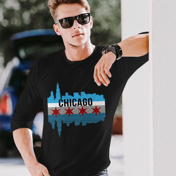 Chicago Skyline V2 Long Sleeve T-Shirt Gifts for Him
