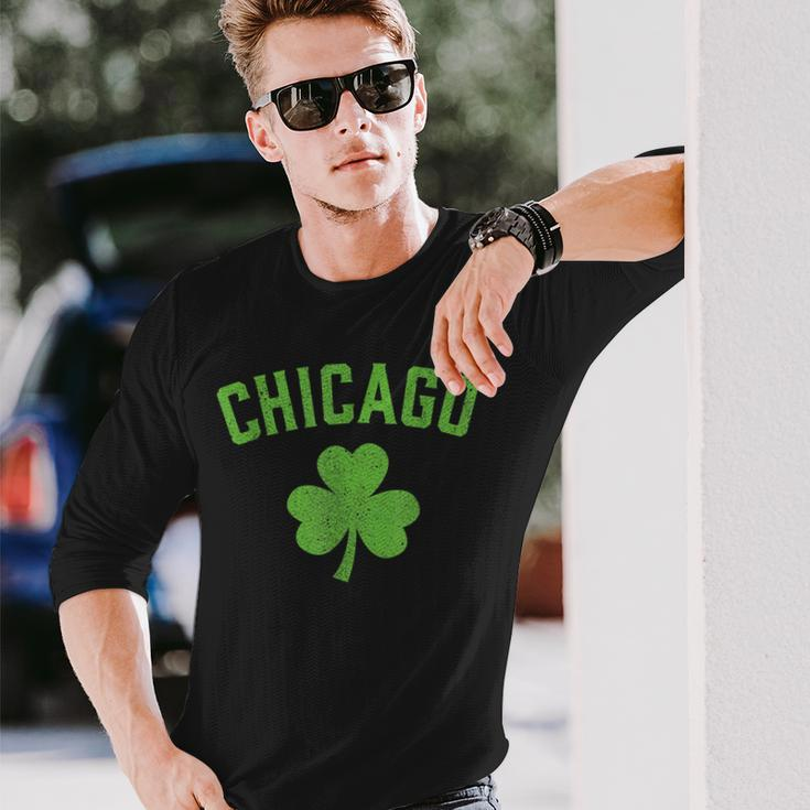 Chicago St Patricks Day Pattys Day Shamrock Long Sleeve T-Shirt Gifts for Him