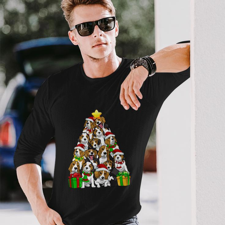 Christmas Beagle Pajama Shirt Tree Dog Dad Mom Xmas Long Sleeve T-Shirt Gifts for Him