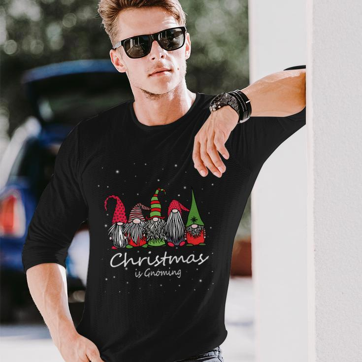 Christmas Is Gnoming God Jul Gnome Tomte Xmas Santa Idea Men Women Long Sleeve T-shirt Graphic Print Unisex Gifts for Him