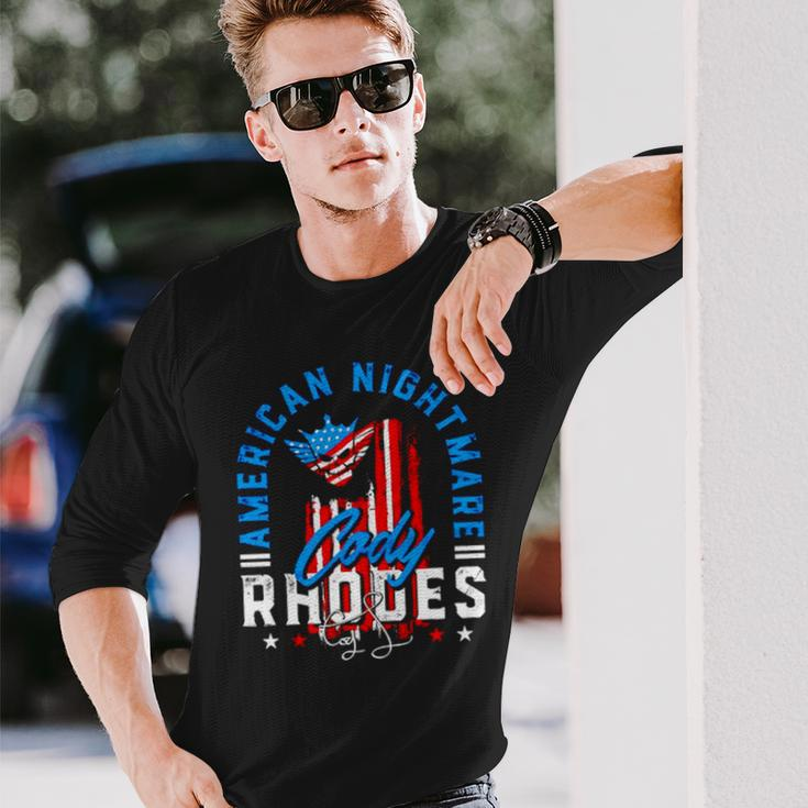 Cody Rhodes American Nightmare Usa Flag Signature Long Sleeve T-Shirt T-Shirt Gifts for Him